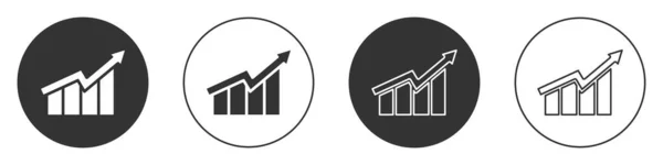 Черный Финансовый Рост Увеличит Иконку Белом Фоне Увеличение Доходов Круглая — стоковый вектор