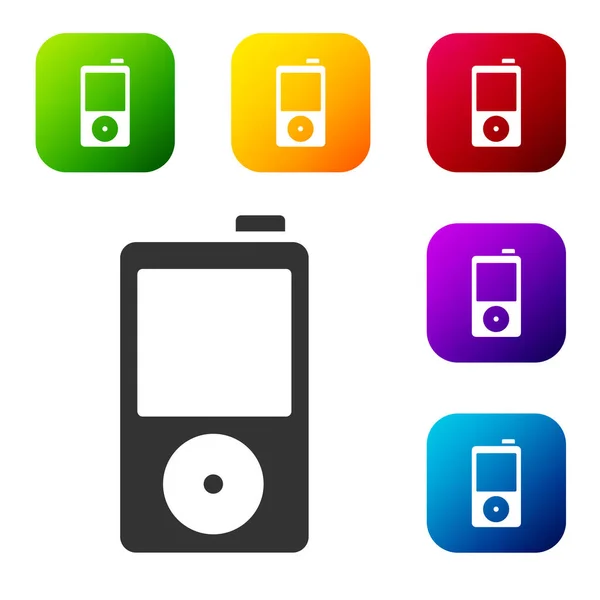 Black Music Player Icon Isolated White Background Portable Music Device — Stock Vector