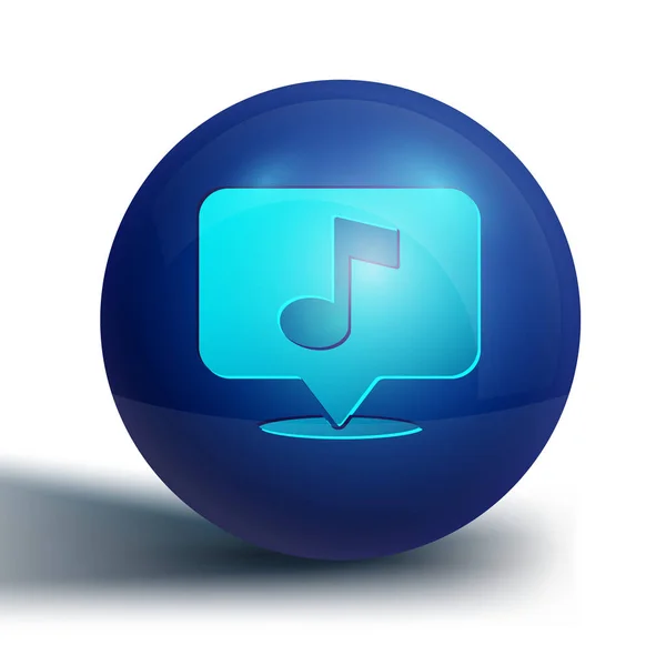 Blue Musical Note Speech Bubble Icon Isolated White Background Inglés — Vector de stock