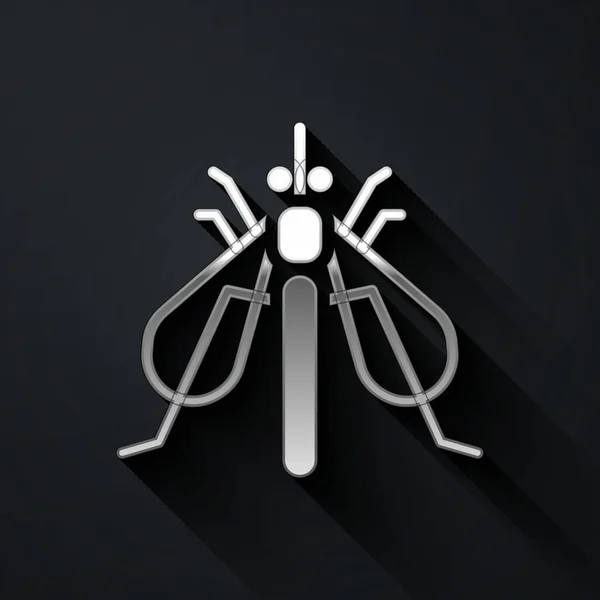 Argent Icône Insecte Expérimentale Isolée Sur Fond Noir Style Ombre — Image vectorielle