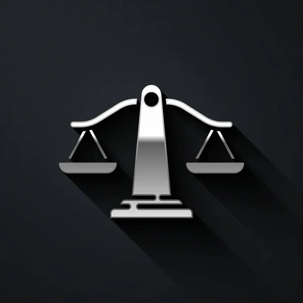 Silver Scales Justice Icoon Geïsoleerd Zwarte Achtergrond Het Symbool Van — Stockvector