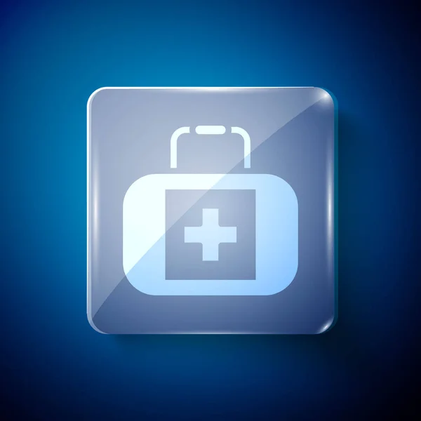 Weißes Verbandskasten Symbol Isoliert Auf Blauem Hintergrund Medizinische Box Mit — Stockvektor