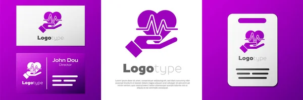 Logotype Heart Rate Icon Isolated White Background Heartbeat Sign Heart — Stock Vector