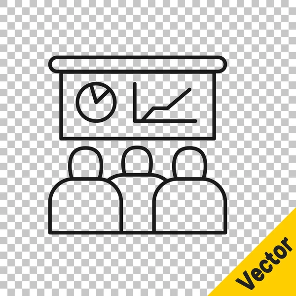 Черная Линия Значок Презентации Прозрачном Фоне Вектор — стоковый вектор