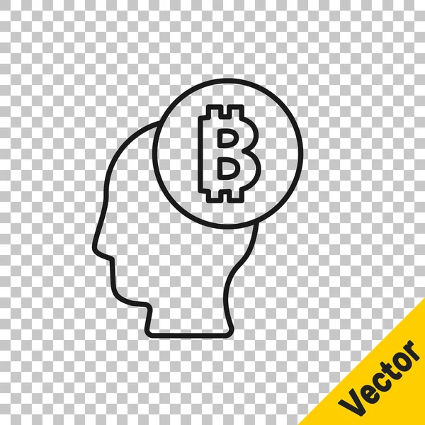 Fekete Vonal Bitcoin Hiszem Ikon Elszigetelt Átlátszó Háttérrel Kriptovalutafej Blokklánc — Stock Vector
