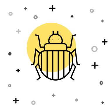 Siyah çizgi Colorado böceği ikonu beyaz arka planda izole edildi. Rastgele dinamik şekiller. Vektör.