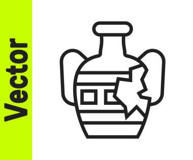 Siyah çizgi, beyaz arka planda izole edilmiş antik amfora simgesi. Vektör.