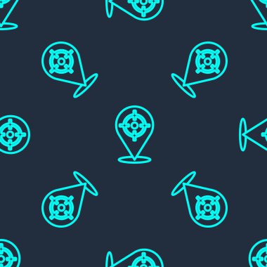 Yeşil çizgi hedef spor ikonu mavi arka planda izole edilmiş kusursuz desen. Atış mesafesi ya da atış mesafesi için sayıları olan temiz bir hedef. Vektör.