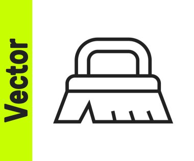 Temizlik simgesi için siyah çizgi fırçası beyaz arkaplanda izole edildi. Vektör.