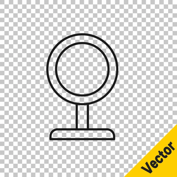 Línea Negra Icono Espejo Maquillaje Redondo Aislado Sobre Fondo Transparente — Archivo Imágenes Vectoriales