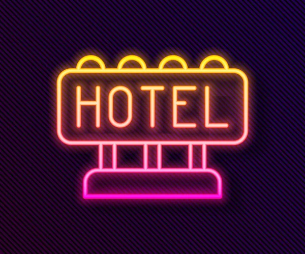 Glowing Neon Line Signboard Outdoor Advertising Text Hotel Icon Isolated — Stock Vector