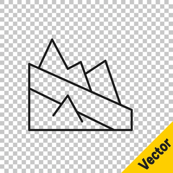Black Line Mountain Descent Symbol Isoliert Auf Transparentem Hintergrund Symbol — Stockvektor