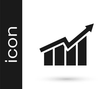 Siyah Finansal büyüme ikonu beyaz arka planda izole edildi. Gelirleri arttırıyorum. Vektör.