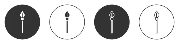 Zwarte Middeleeuwse Speer Pictogram Geïsoleerd Witte Achtergrond Middeleeuws Wapen Cirkelknoop — Stockvector