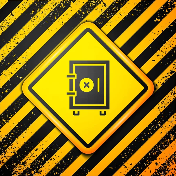 Schwarzes Safe Symbol Isoliert Auf Gelbem Hintergrund Der Tür Befand — Stockvektor