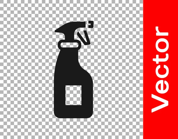 Black Cleaning Spray Bottle Detergent Liquid Icon Isolated Transparent Background — Stock Vector