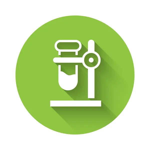 白色玻璃管试瓶 立柱图标隔离与长影 实验室设备 绿色圆环按钮 — 图库矢量图片