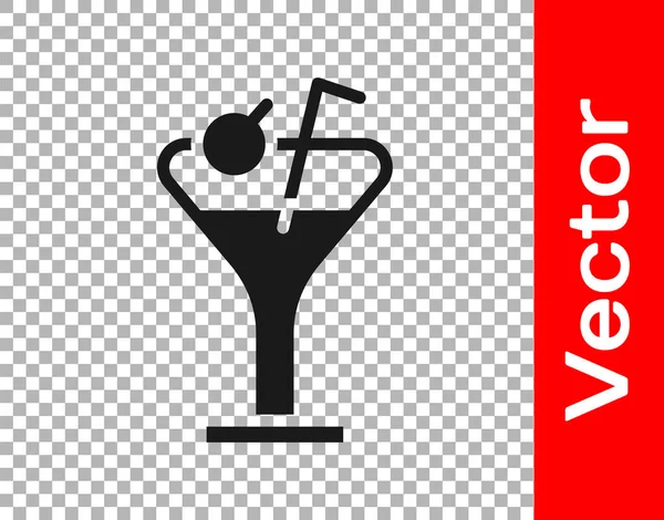 Черный Мартини Стеклянный Значок Изолирован Прозрачном Фоне Икона Коктейля Значок — стоковый вектор