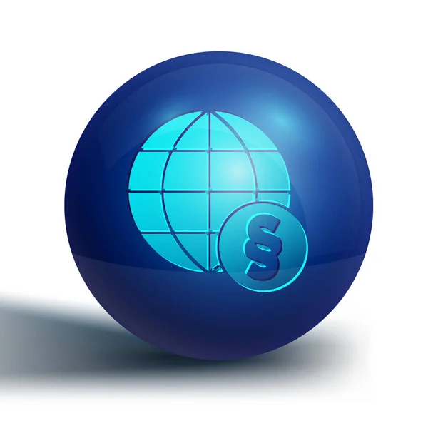 Ícone Direito Internacional Azul Isolado Fundo Branco Logotipo Lei Global —  Vetores de Stock