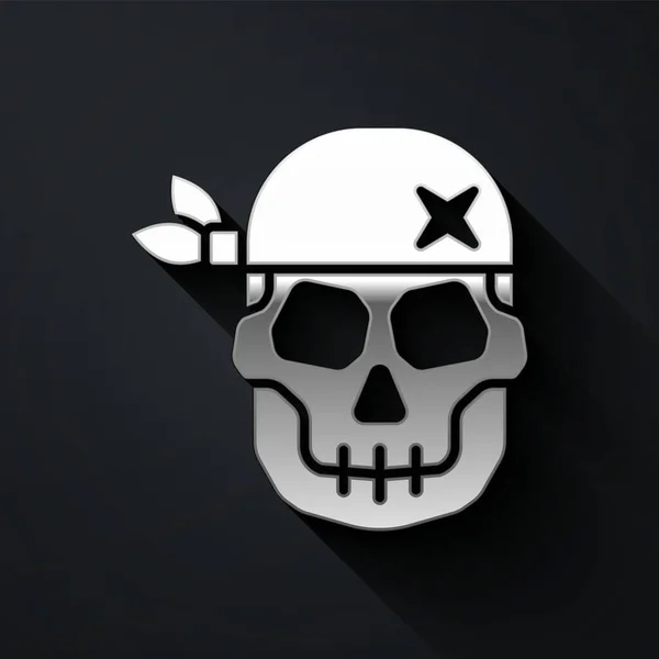 Icono Silver Skull Aislado Sobre Fondo Negro Feliz Fiesta Halloween — Vector de stock