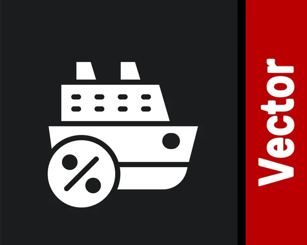 Weißes Kreuzfahrtschiff Symbol Isoliert Auf Schwarzem Hintergrund Reisetourismus Nautischer Transport — Stockvektor