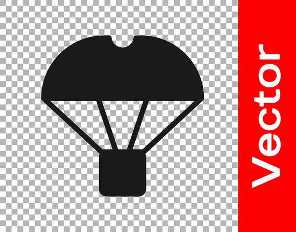 Black Box Fliegen Auf Fallschirm Symbol Isoliert Auf Transparentem Hintergrund — Stockvektor
