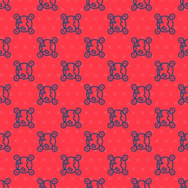 Dünya simgesindeki mavi çizgi konumu kırmızı arkaplanda izole edilmiş pürüzsüz desen. Dünya ya da Dünya işareti. Vektör.