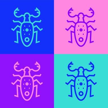 Pop sanat çizgisi Böcek geyiği ikonu renk arkaplanda izole edilmiş. Boynuzlu böcek. Büyük böcek. Vektör.