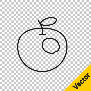 Siyah çizgi, şeffaf arkaplanda genetik olarak değiştirilmiş elma simgesi izole edildi. GDO meyvesi. Vektör.