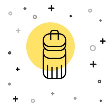 Siyah çizgi Çöp kutusu simgesi beyaz arkaplanda izole edildi. Çöp kutusu tabelası. Sepet simgesini geri dönüştür. Ofis çöpü ikonu. Rastgele dinamik şekiller. Vektör.