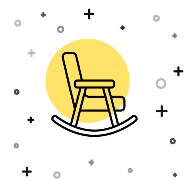 Siyah çizgi sallanan sandalye simgesi beyaz arkaplanda izole edildi. Rastgele dinamik şekiller. Vektör.