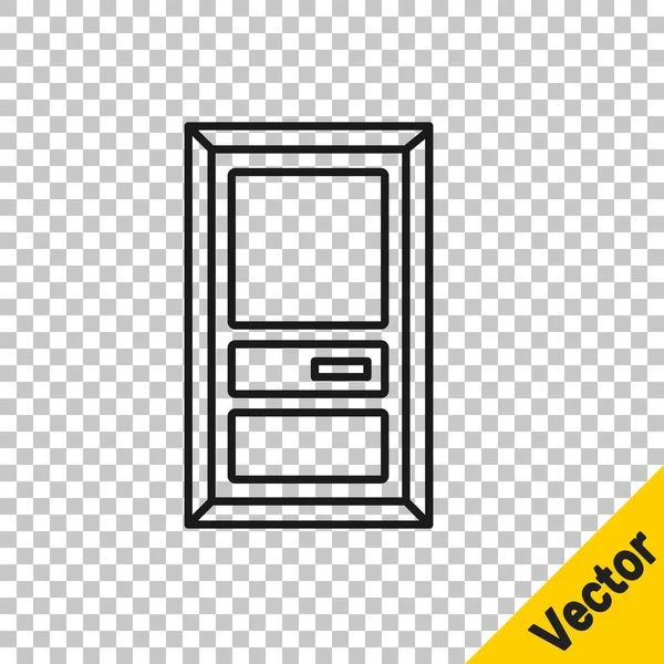 Línea Negra Icono Puerta Cerrada Aislado Sobre Fondo Transparente Ilustración — Vector de stock