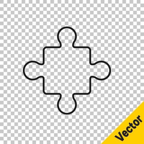Ligne Noire Puzzle Pièces Jouet Icône Isolé Sur Fond Transparent — Image vectorielle