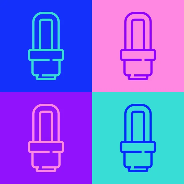 Pop Art Line Led Light Bulb Icon Isolated Color Background — Stock Vector