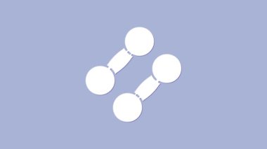 Beyaz Ahmak simgesi mor arkaplanda izole edilmiş. Kas kaldırma ikonu, fitness halteri, spor aletleri, egzersiz yaban domuzu. 4K Video hareketli grafik canlandırması