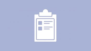 Beyaz Spor Eğitim Programı veya Mor zemin üzerinde izole edilmiş fitness planı simgesi. 4K Video hareketli grafik canlandırması