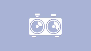 Beyaz Zaman satranç saati simgesi mor arkaplanda izole edildi. Spor malzemeleri. 4K Video hareketli grafik canlandırması