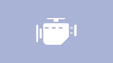 Beyaz Kontrol motor simgesi mor arkaplanda izole edildi. 4K Video hareketli grafik canlandırması