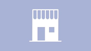 Beyaz Kafe ikonu, mor arka planda izole edilmiş. 4K Video hareketli grafik canlandırması