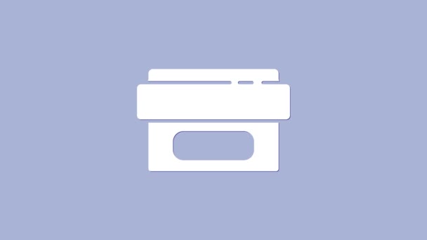 Ícone de medicina creme pomada branca tubo isolado no fundo roxo. Tubo, recipiente, pasta de dentes, sinal de creme. Animação gráfica em movimento de vídeo 4K — Vídeo de Stock