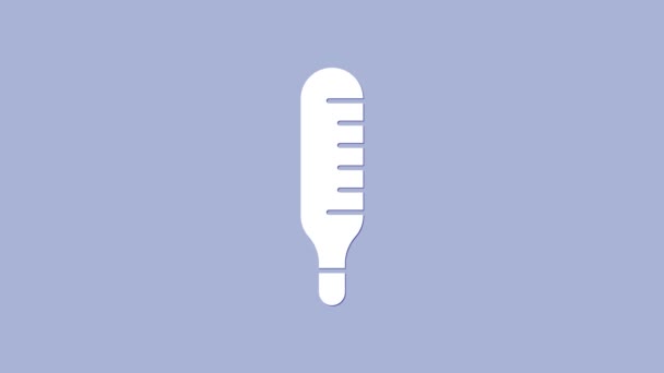 Vit medicinsk termometer för medicinsk undersökning ikon isolerad på lila bakgrund. 4K Video motion grafisk animation — Stockvideo