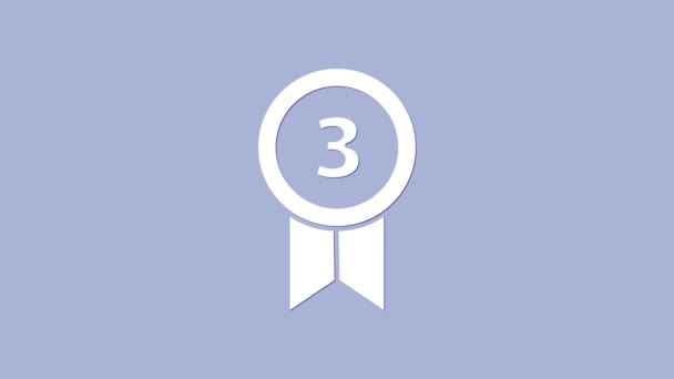 Fehér Medál ikon elszigetelt lila háttér. Győztes teljesítmény jel. Kitüntetés. 4K Videó mozgás grafikus animáció — Stock videók
