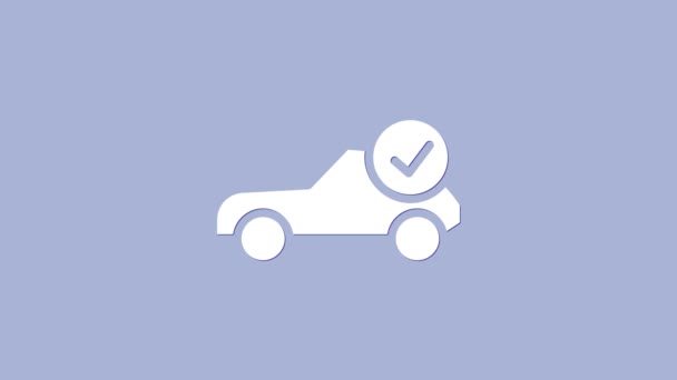 White Auto serwis sprawdzić ikonę motoryzacyjną izolowane na fioletowym tle. Serwis samochodowy. 4K Animacja graficzna ruchu wideo — Wideo stockowe