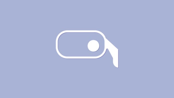 Icona specchietto retrovisore auto bianca isolato su sfondo viola. Animazione grafica 4K Video motion — Video Stock