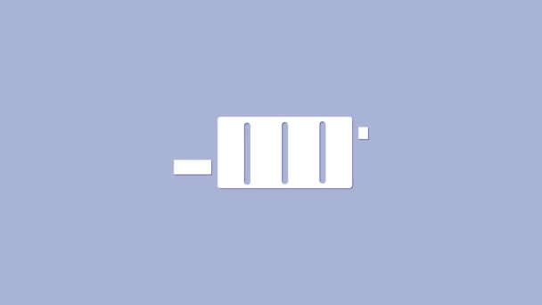 Icona silenziatore auto bianca isolato su sfondo viola. Tubo di scarico. Animazione grafica 4K Video motion — Video Stock