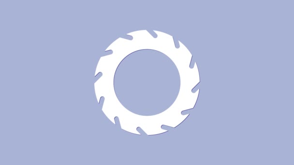 Icono de rueda de coche blanco aislado sobre fondo púrpura. Animación gráfica de vídeo 4K — Vídeos de Stock