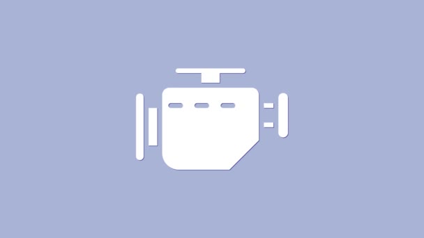 Wit Controleer motor pictogram geïsoleerd op paarse achtergrond. 4K Video motion grafische animatie — Stockvideo