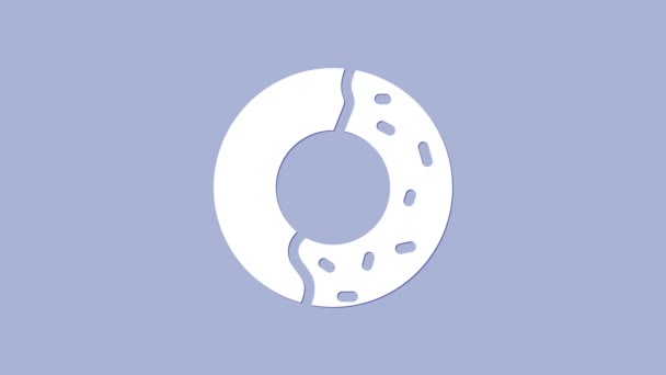 Donat Putih dengan ikon glasir manis diisolasi dengan latar belakang ungu. Animasi grafis gerak Video 4K — Stok Video