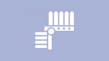 Mor arka planda tüy ikonu olan beyaz Hint başlığı. Amerikan yerlilerinin geleneksel başlığı. 4K Video hareketli grafik canlandırması