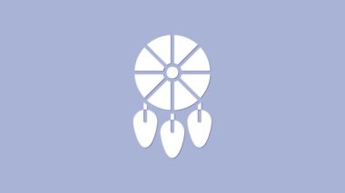 Mor arka planda tüy ikonu olan Beyaz Rüya Avcısı. 4K Video hareketli grafik canlandırması